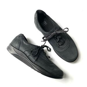 SAS $195 Womens 7 Black Nero Leather Low Top Lace Up Walk Easy Comfort Shoes